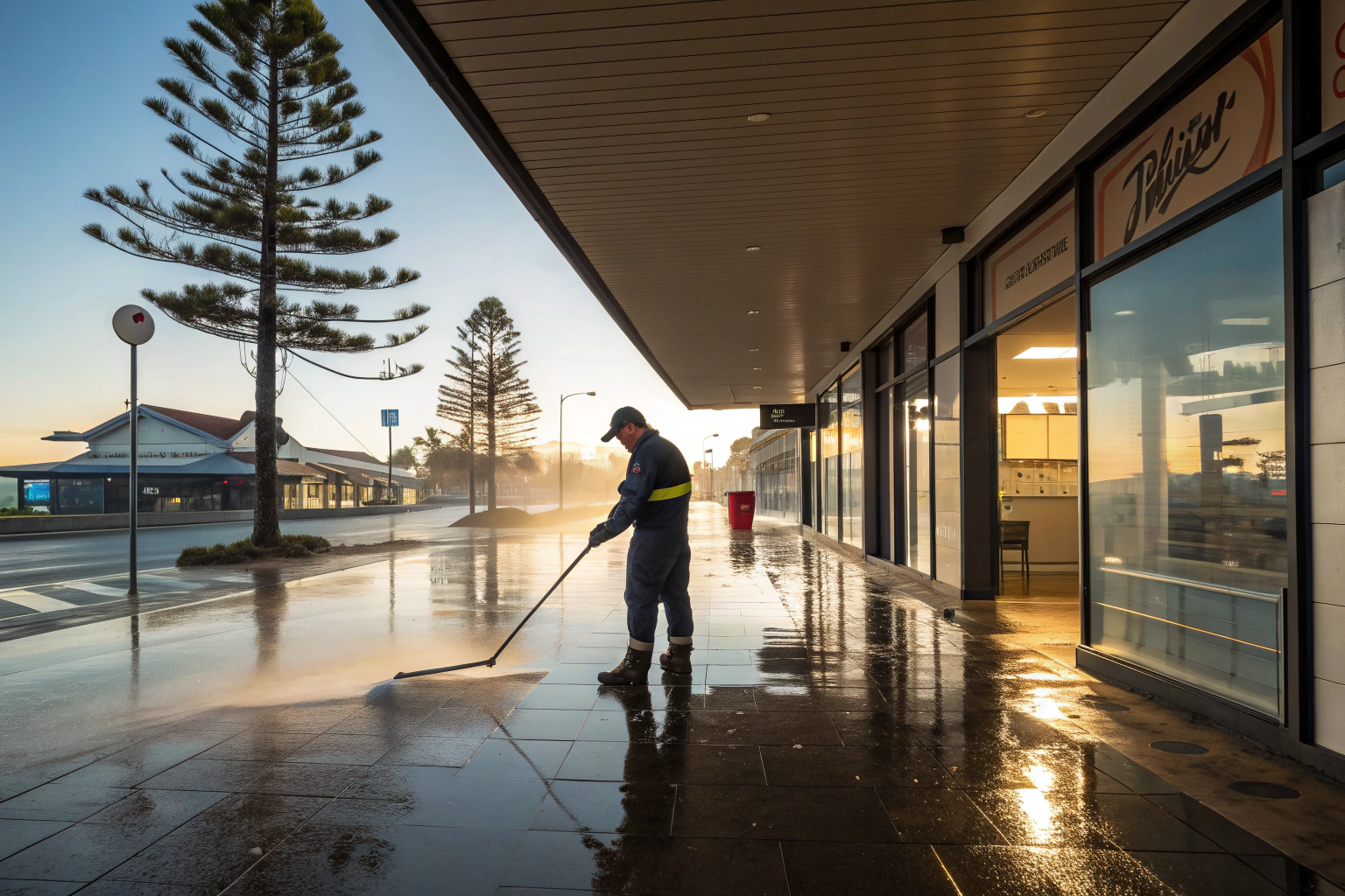 Commercial pressure washing Newcastle shopfront cleaning
