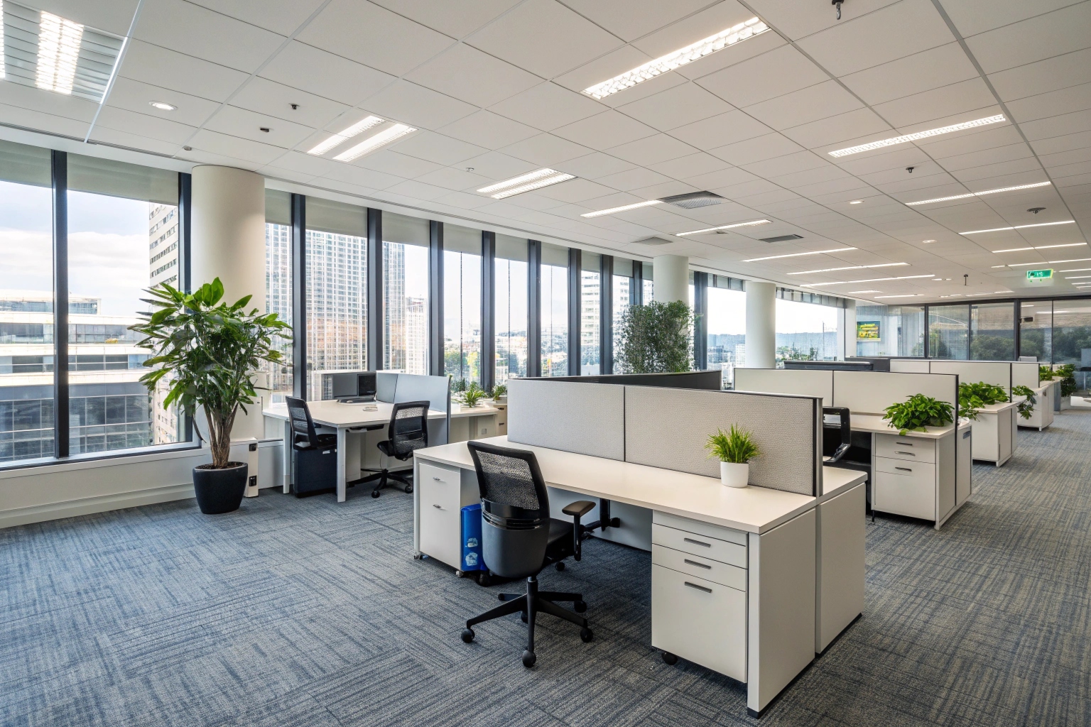 Clean modern office workspace after professional office cleaning Newcastle service