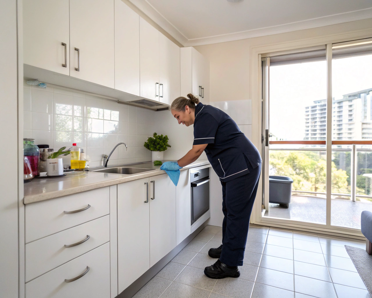 End of lease cleaning Gateshead kitchen benchtop wipedown